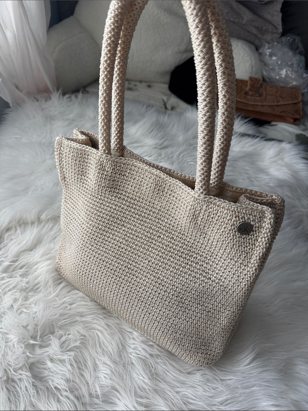 The Sak woven shoulder bag. 12 wide / 9.5 tall.